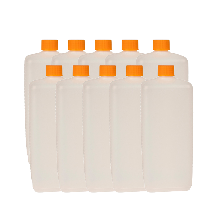 Jeu de 10 bouteilles vides RD25 avec bouchon orange, 1000 ml