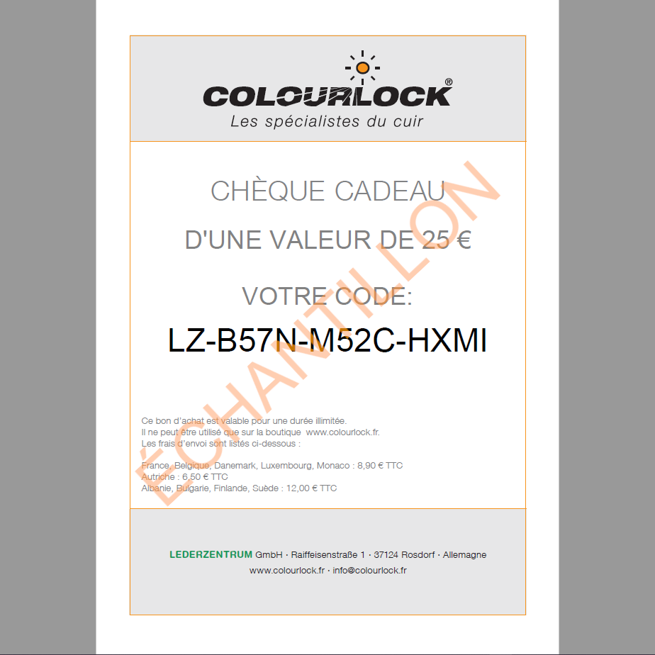 Chèque cadeau COLOURLOCK®