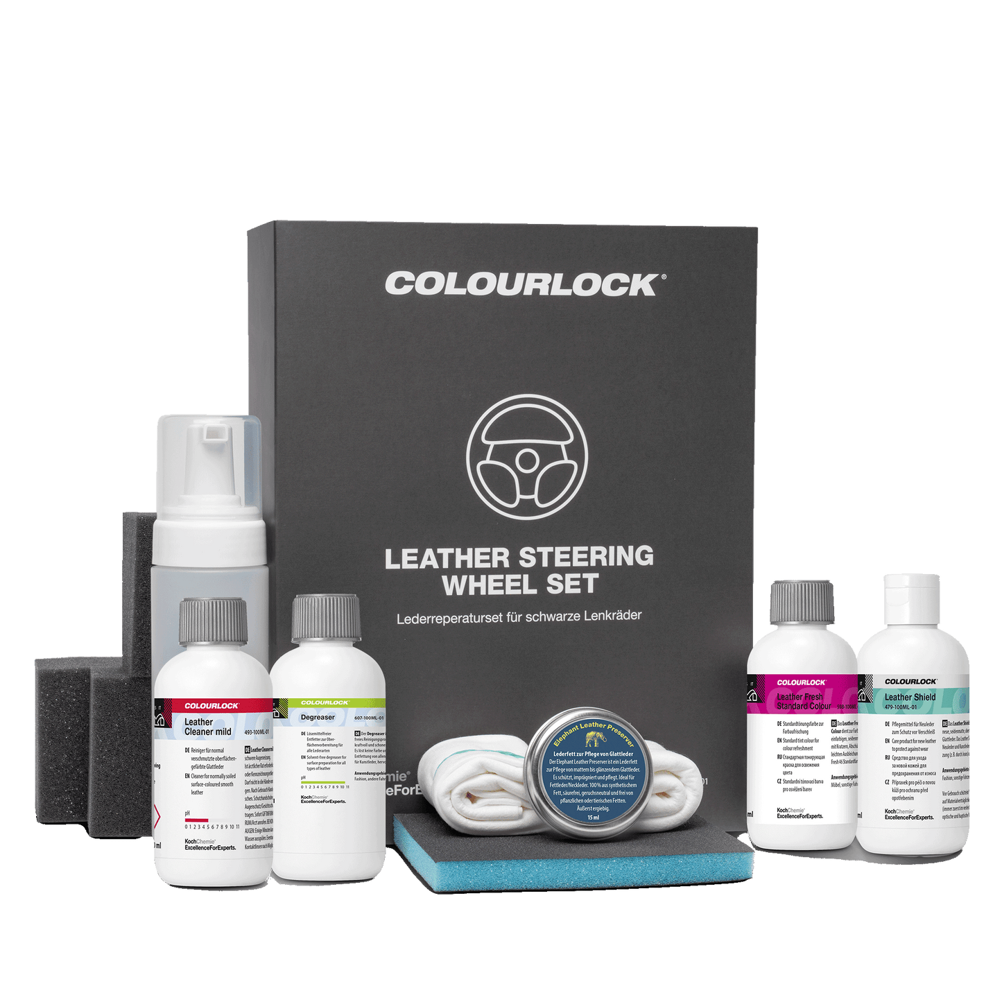 Kit de réparation pour volant en cuir noir ND COLOURLOCK