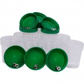 Gobelets en plastique 100 ml avec couvercles verts, jeu de 10